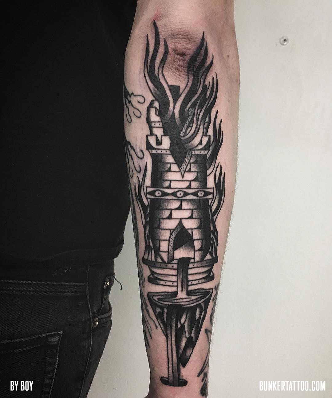 burning church tattoo  All Things Tattoo