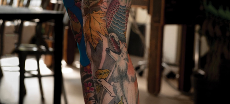sexy temporary tattoo large body art thigh leg arm sleeve tattoo sticker  fish dragon totem lotus