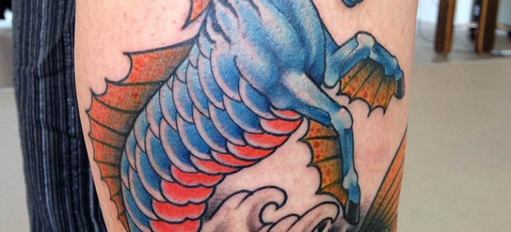 Seahorse tattoo done at BK Ink Studio - Tattoogrid.net
